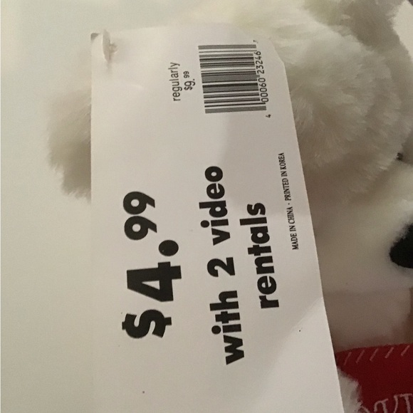 NWT Blockbuster video rare clean plush white stuffed teddy bear. Very cuddly - Picture 8 of 11